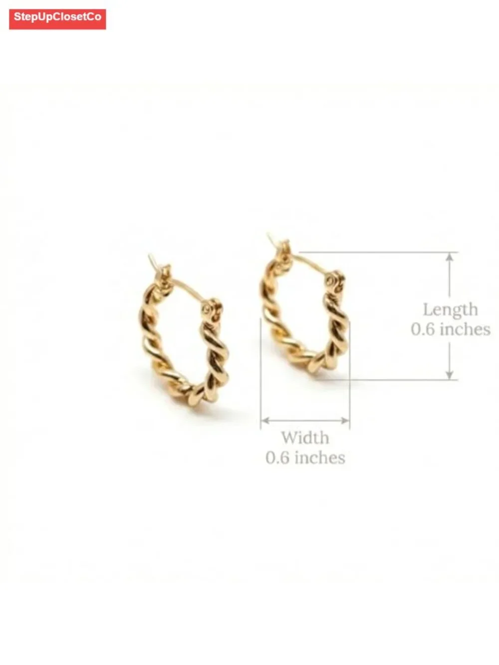 14K Gold Plated Twisted Hoop Earrings for Women - 15mm Small Dainty Chunky Rope